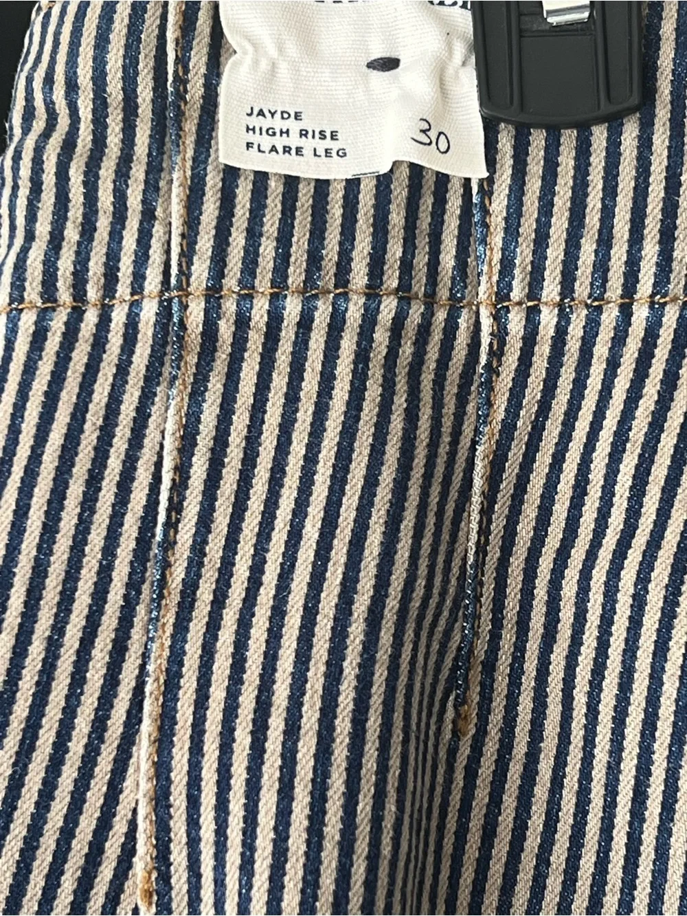WE THE FREE 30 Jayde Striped Blue & White High-Waist flare Jeans - Picture 6 of 6